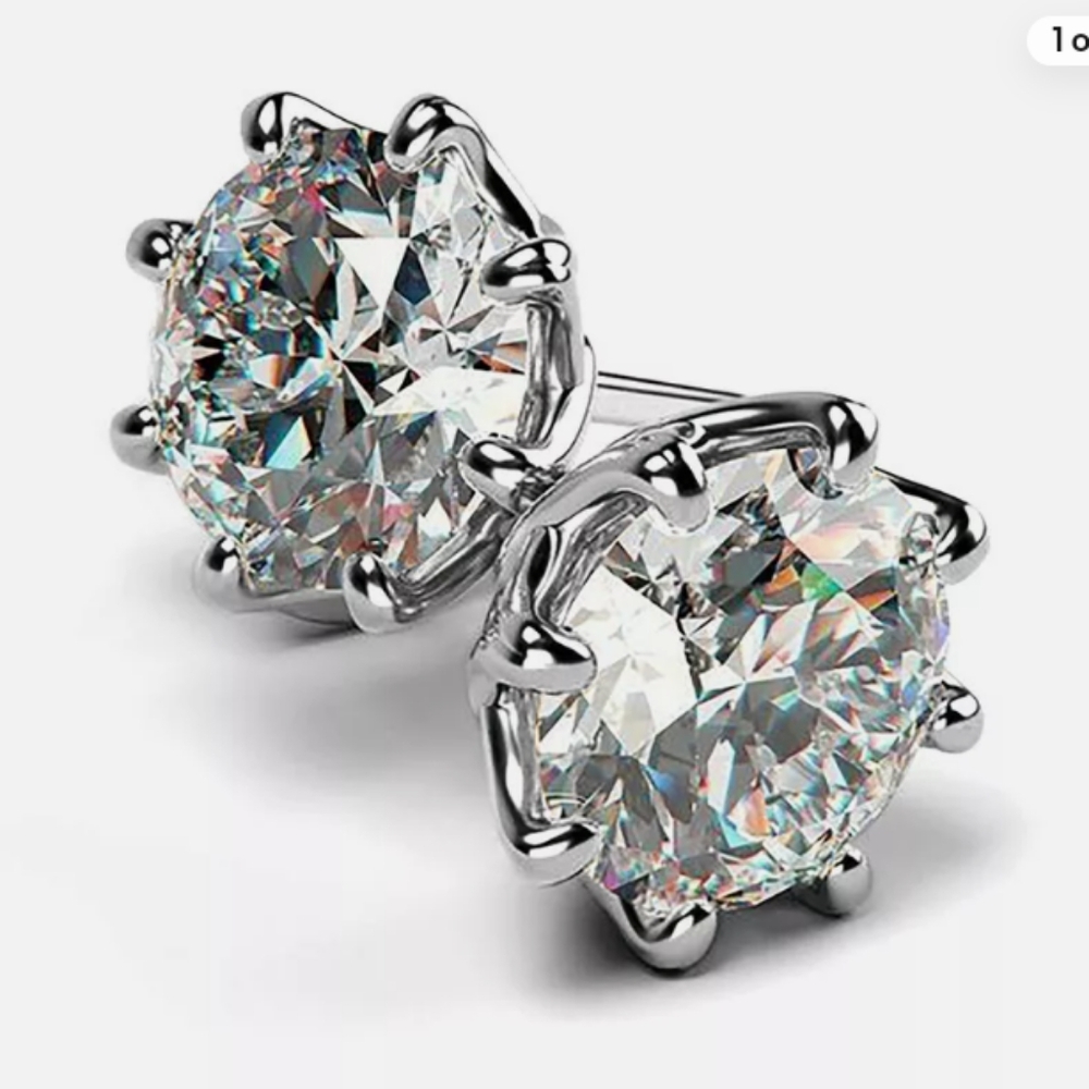 New 10mm round cz silver post earrings